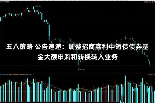 五八策略 公告速递：调整招商鑫利中短债债券基金大额申购和转换转入业务